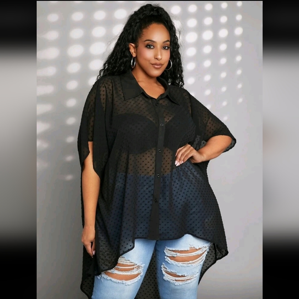 Shein - Black tunic blouse